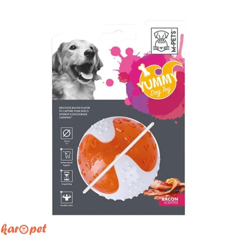 توپ اسباب بازی سگ با طعم بیکن ام پتس (m-pets)